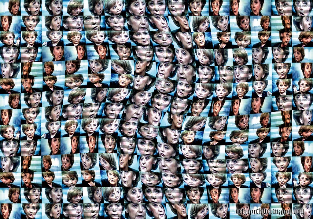 Hunderte Gesichter der Bundeskanzlerin Angela Merkel